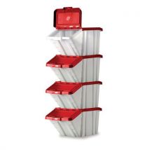 Bac De 50 L Couvercles Rabattables Rouges Lot De 4