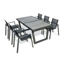 1 Table Jardin Ohos 251x95cm+6 Fauteuils Miami Alu