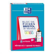Bloc Bristol Oxford 105x148 30 Fiches Non Perforees Rouge