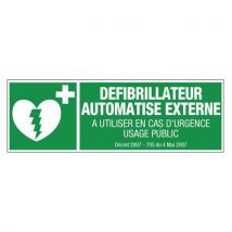 Panneau Rectangle Défibrillateur Externe - Rigide 450x150 Mm