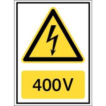 Brady - Panneau de Danger Voltage Adhésif 400V - Polyester - 210mm x 148mm - Norme ISO 7010