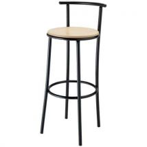 Tabouret Haut Hetre / Noir Avec Dossier