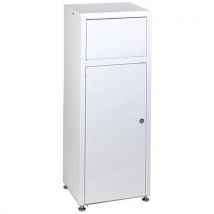 Medial - Borne à déchets à trappe basculante acier - 50 L Blanc - Métal Robuste - Usage Alimentaire