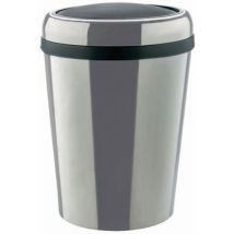 Medial - Poubelle ovale Swingo 60L - Gris/Argent Brillant - Métal Acier - Ouverture Basculante