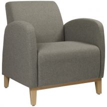 Fauteuil Marsan Pied Hêtre Tissu Polyester Chiné Gris