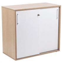 Armoire À Portes Coulissantes H.75 Cm Chêne/blanc Manutan