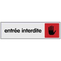 Plaque De Signalisation 170x40 Texte Entree In Terdite Log R