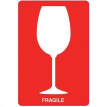 Rouleau Étiquette Fond Rouge 112x75mm "fragile"