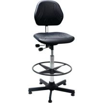 Global Professional Seating - Siège d'atelier Comfort Haut - Polyuréthane Noir - Réglable - 63-89cm - Charge 110kg