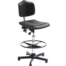 Siège D'atelier Premium - Haut - Patin - Acier - Noir