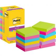Post-it 1 Notes Post-it Super Sticky 76mm X 76mm 12blocs Assortis
