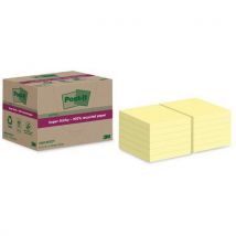 Post-it - 12 Notes Super Sticky Recyclées 76x76mm 12blocs jaune Post-it