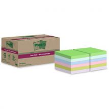 Post-it 1 Notes Super Sticky Recyclées 47,6x47,6mm 12 Blocs Assortis
