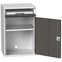 Bott - Armoire et poste informatique Verso Gris Clair/Anthracite - L650mm H1000mm - Acier Robuste - Idéal Atelier