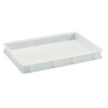 Mobil Plastic - Bac gerbable plein 12L norme Europe - Blanc - Polyéthylène haute densité - Usage alimentaire - 600x400x70 mm