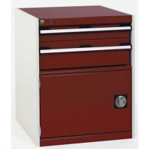 Bott - Armoire combinée Cubio SL Gris Clair / Rouge - Acier 650x650x800mm - Charge 1500kg - 2 Tiroirs - Livrée montée