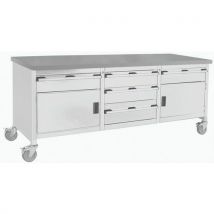 Bott 1 Etabli Roulant Monobloc Cubio - Plateau Linoléum 2 Portes Et Tiroirs - Bott