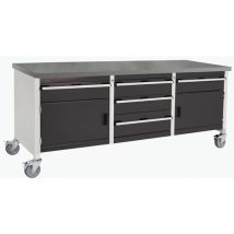 Bott - Établi Roulant Cubio 2 Portes 5 Tiroirs Linoléum Anthracite - Charge 300kg - Mobilier d'Atelier Robuste