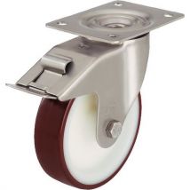 Roulette Inox Pivotante+frein Dia 200mm Banda Ge Polyurethan