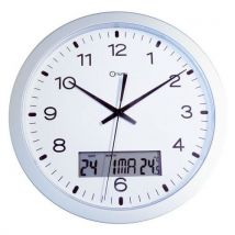 Pendule Quartz A Date Diametre 30 Cm Silver