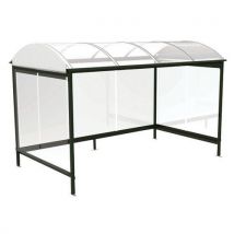 Abri Plus - Abri fumeurs Combrailles 4x2,4m - Verre Vert Sapin - Acier Galvanisé - 5 Ans Garantie