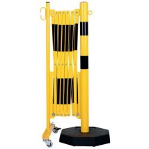 Crash Stop - Barrière extensible jaune/noir 3,6m - Poteau Ø60mm - 1045mm hauteur - Éco-responsable