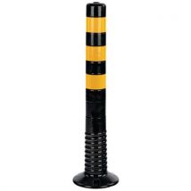 Crash Stop - Potelet Flexible Polyuréthane Noir H75cm - Bandes Réfléchissantes - Parking Intérieur/Extérieur