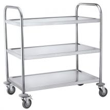 Chariot à plateaux Inox - 3 plateaux - Capacité 150 kg - Robuste et Durable
