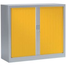 Armoire Basse 120x100 Cm Corps Aluminium 9006 Rideaux Jaune