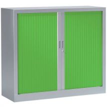 Armoire Basse 120 X 100 Cm Corps Aluminium 9006 Rideaux Vert