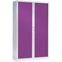 Armoire Haute 120 X 198 Cm Corps Blanc 9010 Rideaux Prune