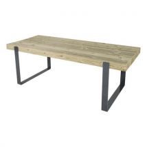 Table Mylos 200x83x73 Cm Pin / Pièt. Galva Laqué Gris 7016