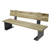 Banc Acmon 200x45x78cm Dos Pin/pièt. Galva Laqué Gris 7016