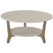 Table Basse Zélos Ø 80 Cm 2 Plateaux Hêtre/chêne Clair
