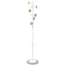 Portemanteau Music En Acier Blanc - 6 Patères Bois