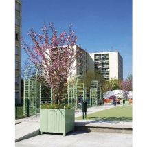 Bac Orangerie Vert Métal Carré 77x77 cm Finition Pomme de Pin - Idéal pour votre jardin