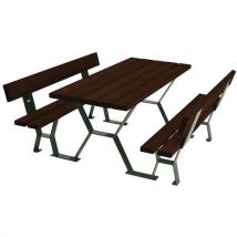 Table Banc Tabalou Avec Dossier Dossier 180 M - Hpl Walnut