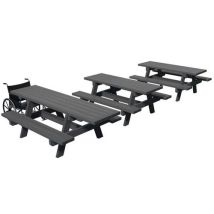 Set Table Parc : 2 Tables 180 Cm + 1 Table Pmr 240 Cm Gris
