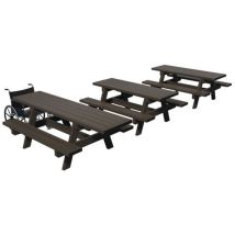 Set de tables Parc - 3 tables (2x180cm + 1x240cm PMR) marron - Idéal pour parcs et collectivités