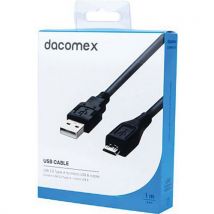 Cordon Usb 2.0 Type-a - Micro Usb B Noir - 1 M Dacomex