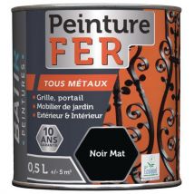 Peinture Fer Taux Métaux Ecolabel Aquarel - 05l Noir Mat