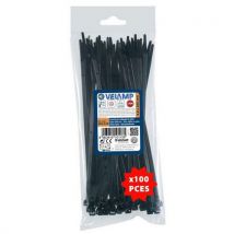 Velamp - Colliers de fixation nylon noirs - 4,8x200mm - Lot de 100 - Recyclables