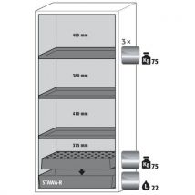 Asecos - Armoire de sécurité S-CLASSIC-90 Jaune - 1968x896x616 mm - 90 min résistance au feu - 22L rétention - 4 tablettes - Acier