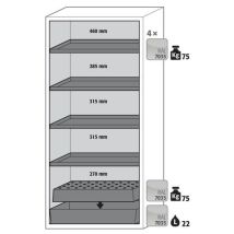 Asecos - Armoire de sécurité S-Classic Jaune WDAS - 2 Portes - 90 min Résistance au Feu - 600 kg Charge Maxi - 22 L Rétention