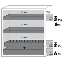 Asecos - Armoire de sécurité S90.129.120.WDAC Jaune - 2 étagères 1 bac époxy - 90 min résistance au feu - 55 L rétention - Pour inflammables