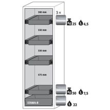 Asecos - Armoire de sécurité Phoenix Q90.195 - 1953x599x615 mm - 90 min résistance au feu - 3 étagères - Gris/Argent
