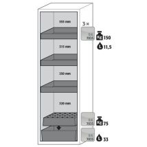 Asecos - Armoire de sécurité Phoenix 60 - 1402x574x600mm - 90 min résistance au feu - 22L rétention - 3 portes