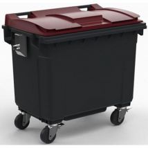 Conteneur 660l Couvercle Rouge Tourillon Metal Renforce Meta