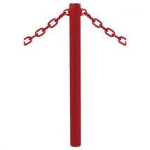 Potelet Province Ø76 Mm Chaines 2 Anneaux Inox Rouge 3004