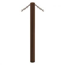 Potelet Carrefour Ø 76mm Chaines 2 Anneaux Galva Marron 8017